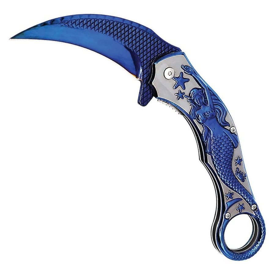 ElitEdge nůž zavírací MERMAID karambit MODRÝ
