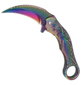 ElitEdge nůž zavírací MERMAID karambit DUHOVÝ