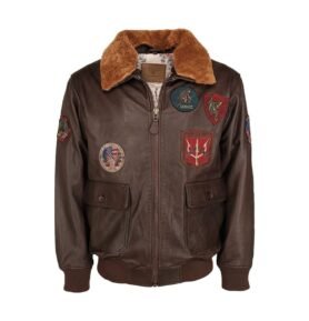 Bunda pilotní kožená TOP GUN HNĚDÁ vel. S