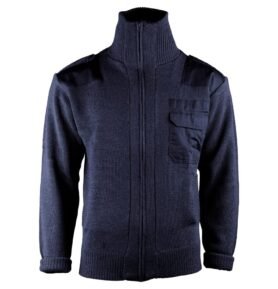 Svetr vlněný dlouhý zip s kapsou MODRÝ vel. 56