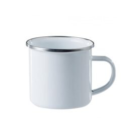 AB hrnek smaltovaný 350ml BÍLÝ nerezový lem