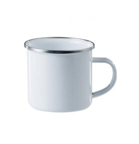 AB hrnek smaltovaný 350ml BÍLÝ nerezový lem