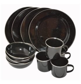 AB nádobí WESTERN smaltová sada s lemem 12 ks ČERNÉ