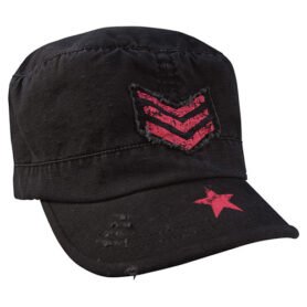 ROTHCO čepice dámská PINK STRIPES, STAR A RIBBON rip-stop ČERNÁ