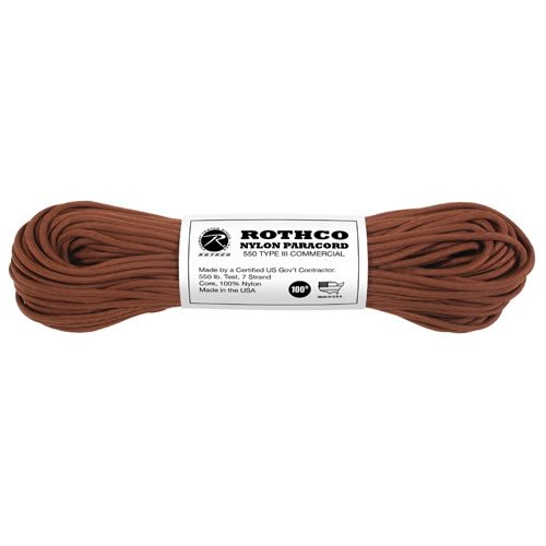 ROTHCO šňůra PARACORD nylon 550LB ø 4 mm / 30 m HNĚDÁ