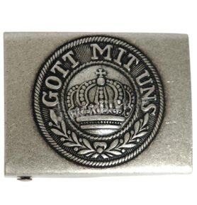 MIL-TEC přezka na opasek "GOTT MITT UNS" PRUSKÁ ŠEDÁ