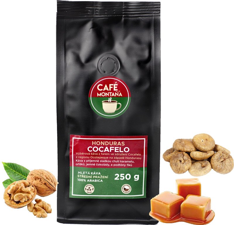 Café Montaña Honduras Cocafelo, mletá káva Velikost balení: 1000g, Hrubost mletí: Turecká káva