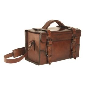 Brašna kožená přes rameno hranatá se dvěma přezkami HNĚDÁ