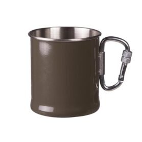 MIL-TEC hrnek nerezový 250ml s karabinou ZELENÝ