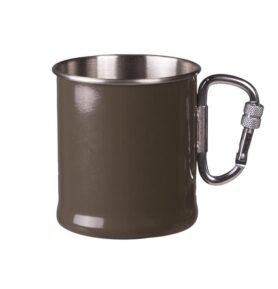 MIL-TEC hrnek nerezový 250ml s karabinou ZELENÝ
