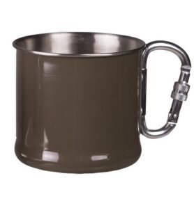 MIL-TEC hrnek nerezový 500ml s karabinou ZELENÝ