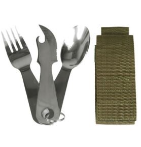 MIL-TEC příbor STEEL s kroužkem a obalem ZELENÝ