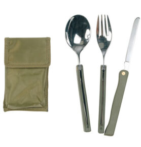 Příbor CAMPING skládací 3ks s pouzdrem ZELENÝ