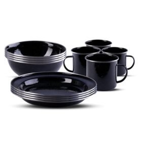 MIL-TEC nádobí WESTERN smaltové set 12 ks ČERNÉ