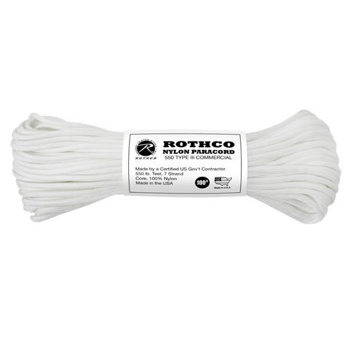 ROTHCO šňůra PARACORD nylon 550LB ø 4 mm / 30 m BÍLÁ