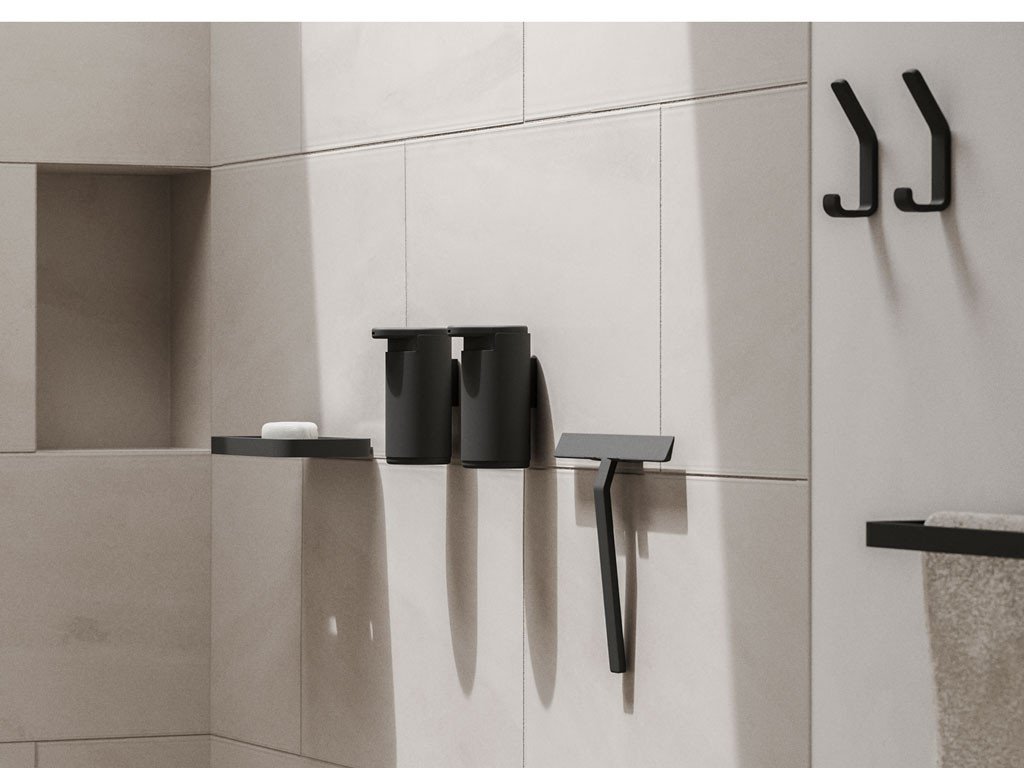 Zone Denmark Dlouhá koupelnová stěrka se stojánkem Rim Black - Obrázek 2