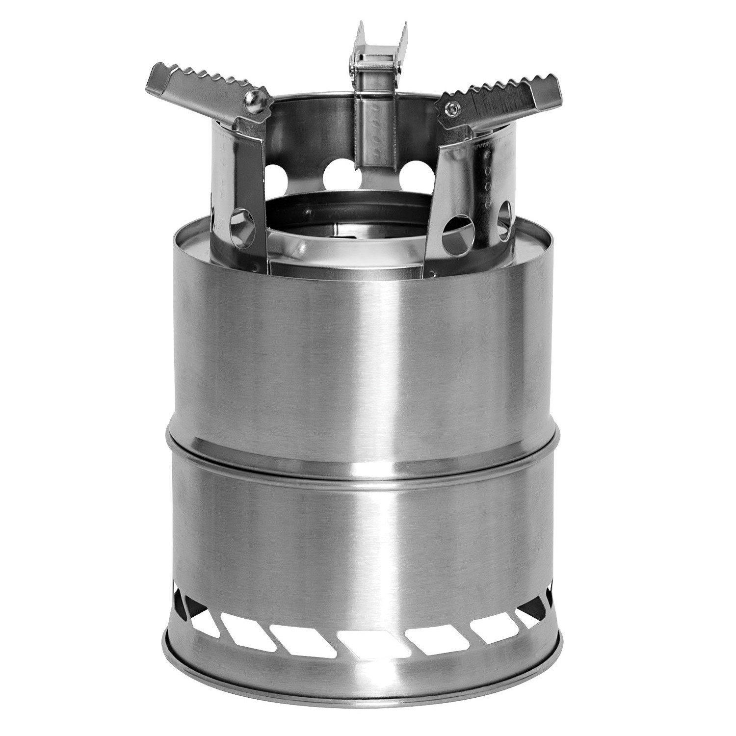 ROTHCO vařič CAMPING skládací "DŘÍVKÁČ" nerezový včetně rozfoukávacího brčka