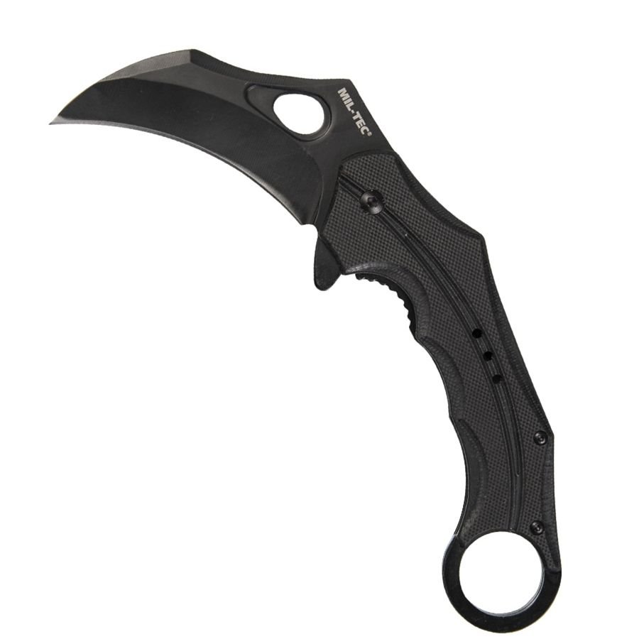 MIL-TEC nůž zavírací G10 KARAMBIT hladké ostří ČERNÝ