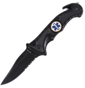 MIL-TEC nůž zavírací s klipsnou a řezákem RESCUE EMS