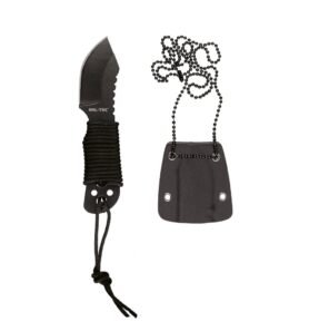 MIL-TEC nůž na krk v plastovém pouzdře na řetízku PARACORD