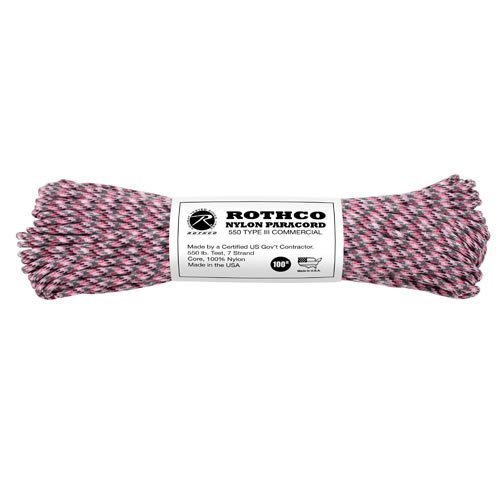 ROTHCO šňůra PARACORD nylon 550LB ø 4 mm / 30 m RŮŽOVÁ CAMO