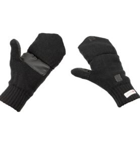 Rukavice palčáky pletené s překrytím ČERNÉ vel. L