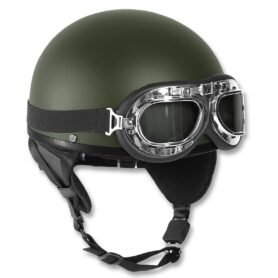 Helma motocyklová RETRO včetně brýlí ZELENÁ vel. XL