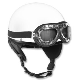 Helma motocyklová RETRO včetně brýlí BÍLÁ vel. XL