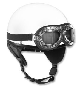 Helma motocyklová RETRO včetně brýlí BÍLÁ vel. L