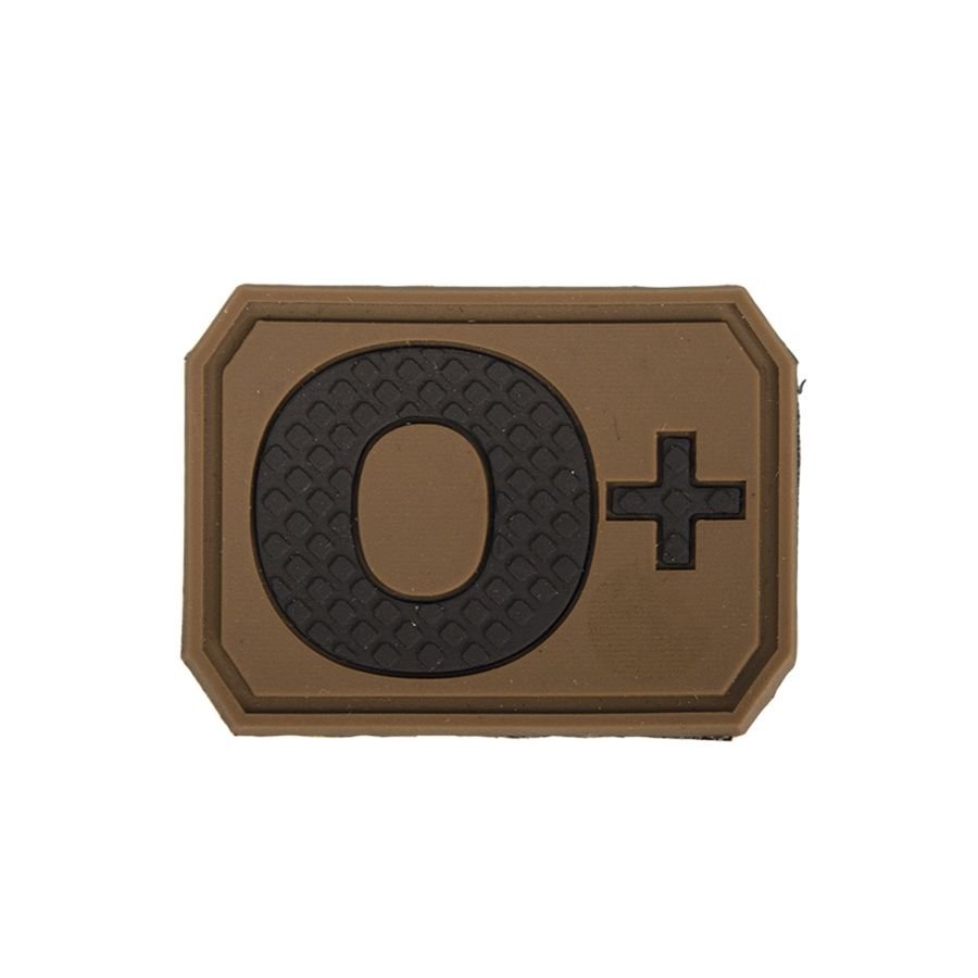 MIL-TEC nášivka plast 3D na suchém zipu krevní skupina 0+ COYOTE