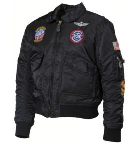 Bunda dětská CWU s nášivkami ČERNÁ vel. XL