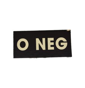 MILITARY RANGE nášivka IFF IR krevní skupina VELCRO 0 NEG ČERNÁ