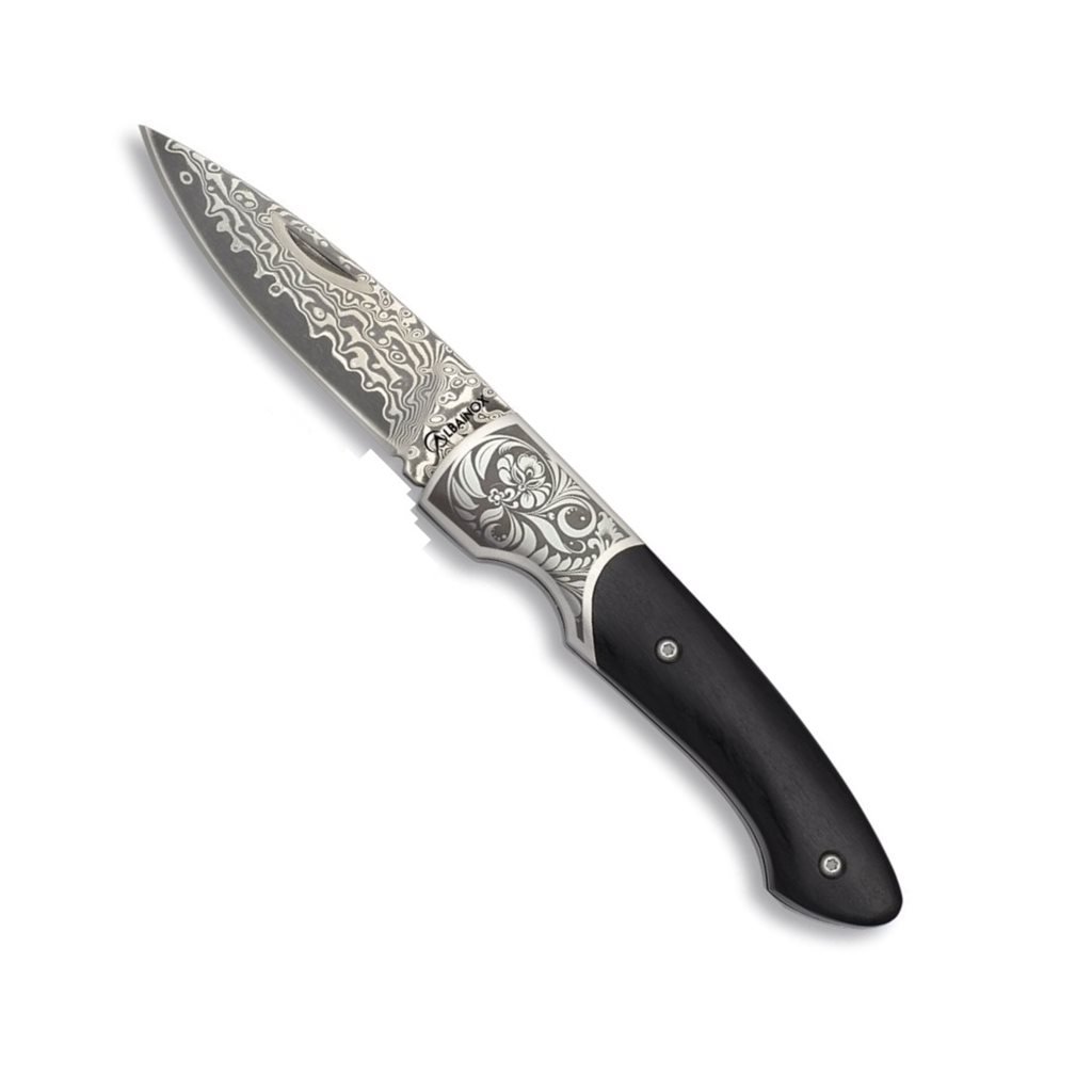 Albainox nůž zavírací BLACK WOOD čepel DAMAŠEK