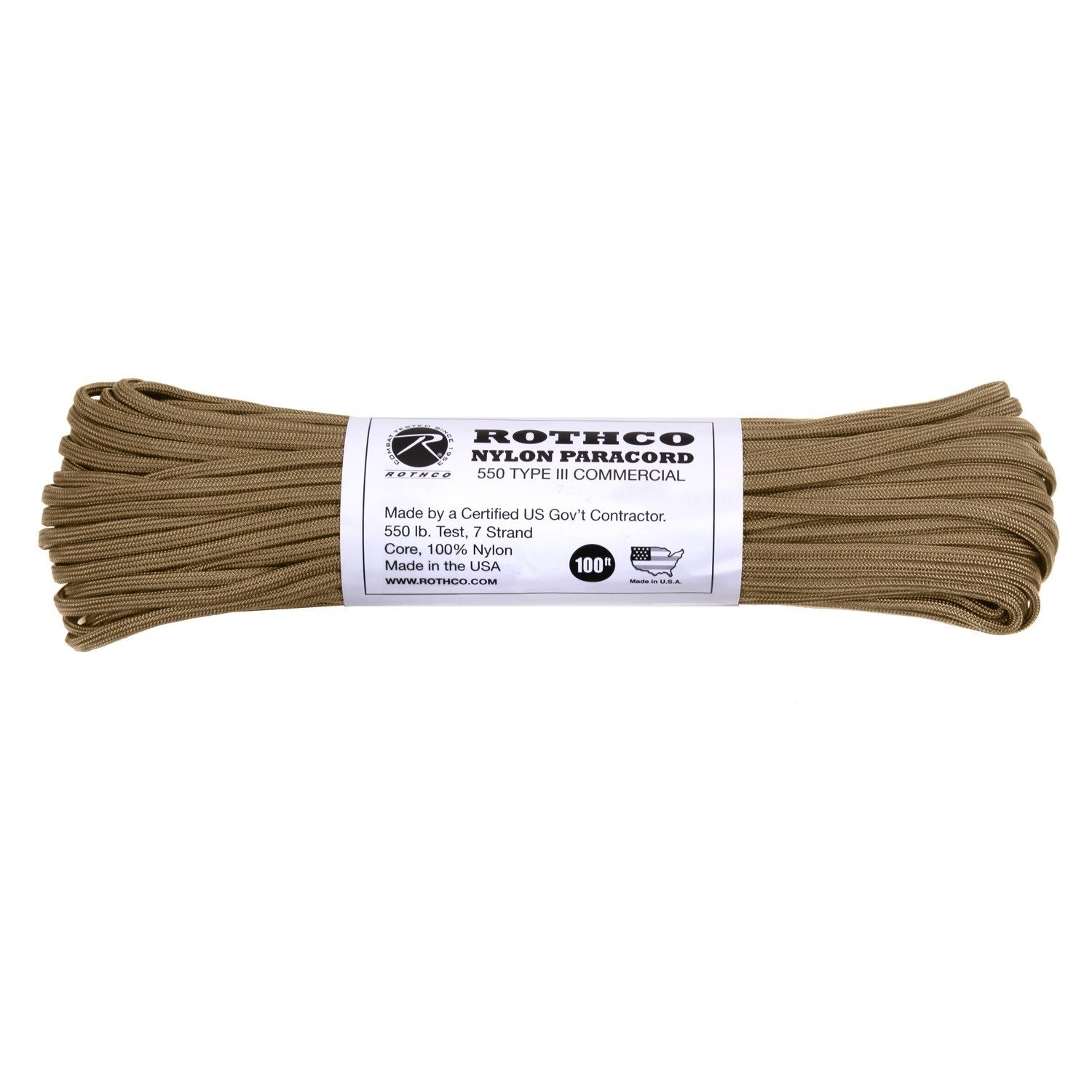 ROTHCO šňůra PARACORD nylon 550LB ø 4 mm / 30 m COYOTE BROWN