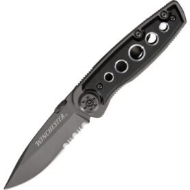 Winchester nůž zavírací PARFIVE kombinované ostří ČERNÝ