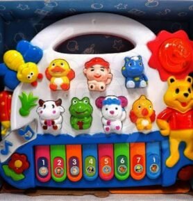 Tomido Dětské pianko se zvuky zvířátek, výuka angličtiny bílé