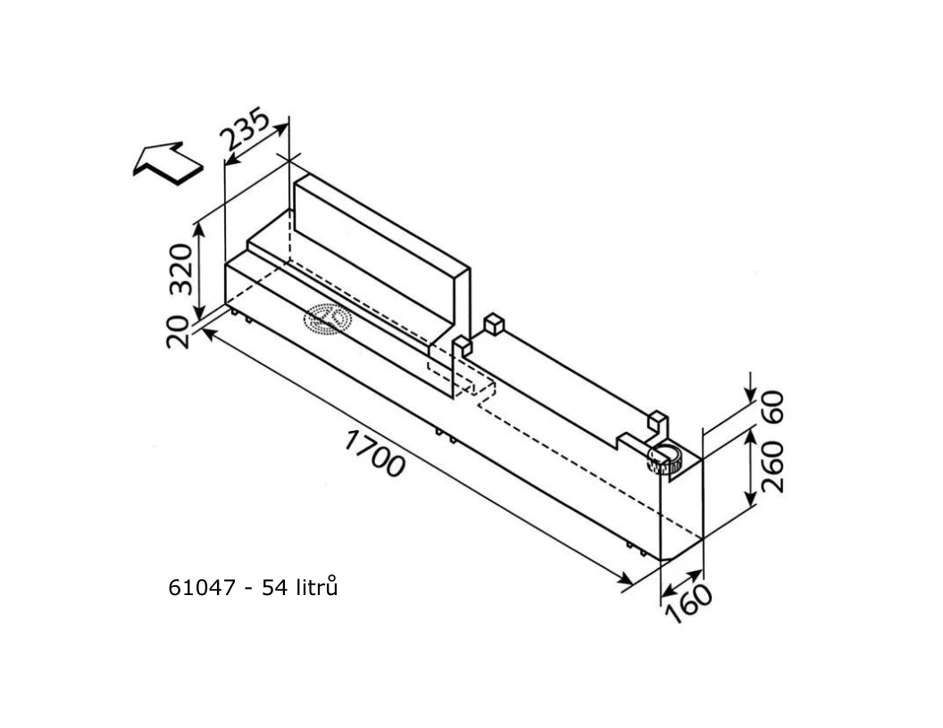 REIMO Nádrž na vodu Mercedes Sprinter / VW LT 1997 - 2006 Varianta: 59 litrů - pravý