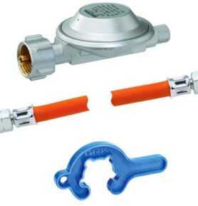 GOK Sada regulátoru tlaku plynu 50 mbar a hadice 40 cm pro připojení spotřebičů