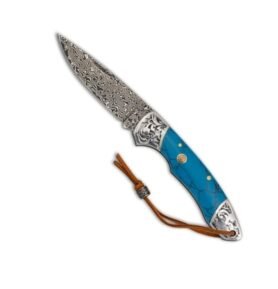 Albainox nůž zavírací BLUE LAKE hladké ostří damašková ocel