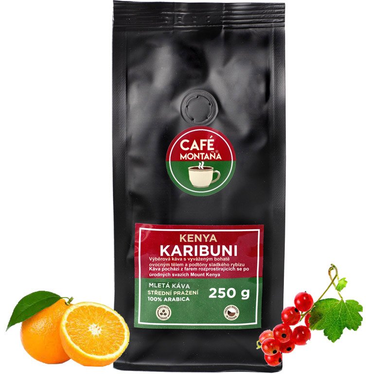 Café Montaña Kenya Karibuni, mletá káva Velikost balení: 1000g, Hrubost mletí: French press