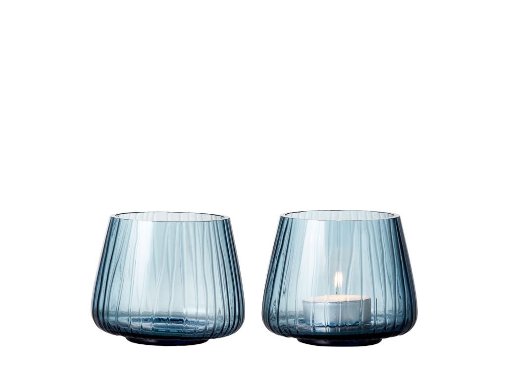 Bitz Skleněný stojánek s LED čajovou svíčkou Kusintha Blue (sada 2 ks)