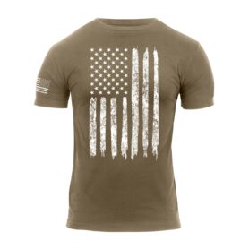 Triko DISTRESSED US bílá vlajka COYOTE BROWN vel. XXL
