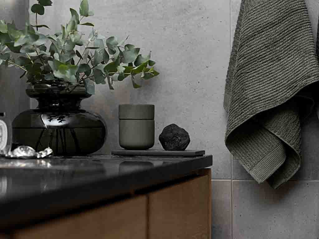 Zone Denmark Kameninová dóza s víkem Ume Olive green - Obrázek 2