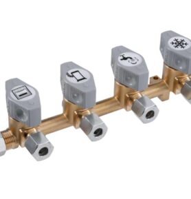 Čtyřcestný uzavíratelný ventil GOK - vstup 10 mm, výstupy 8 mm