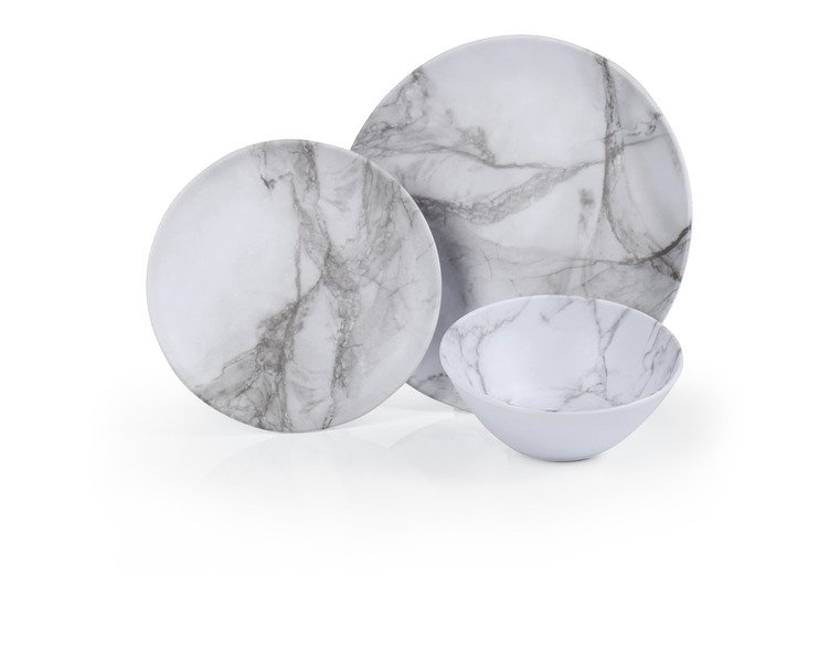 Sada melaminového nádobí Camp4 MARBLE pro 2 osoby