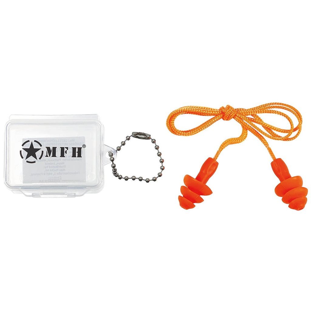 MFH špunty do uší ORANŽOVÉ v přepravním boxu
