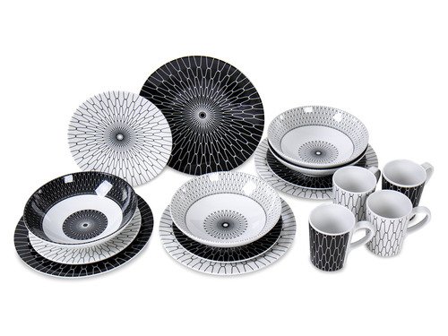 Sada nádobí Camp4 BLACK - WHITE pro 4 osoby