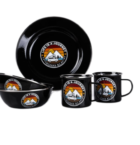 REIMO Sada smaltovaného nádobí LIFE IS A JOURNEY pro 2 osoby