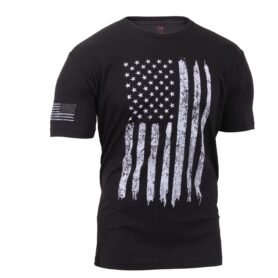 Triko DISTRESSED US vlajka ČERNÉ vel. 4XL