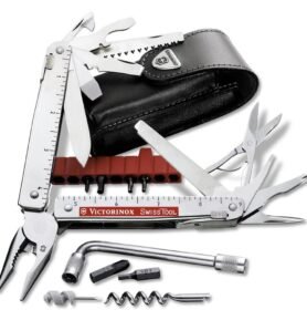 VICTORINOX kleště multifunkční SwissTool PLUS STŘÍBRNÉ v koženém pouzdře